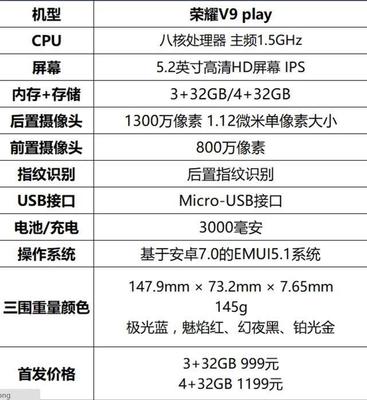 荣耀v9cpu主频多少