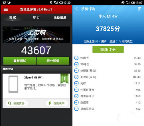 小米4 荣耀6 跑分多少时间