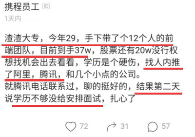 携程员工有多少股票